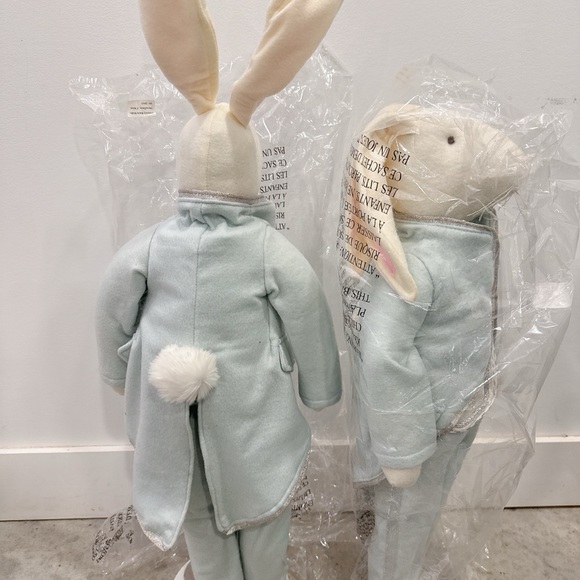 RARE Pottery Barn Kids Wool felted Bunny in Light Blue ( Two ) - Picture 4 of 4